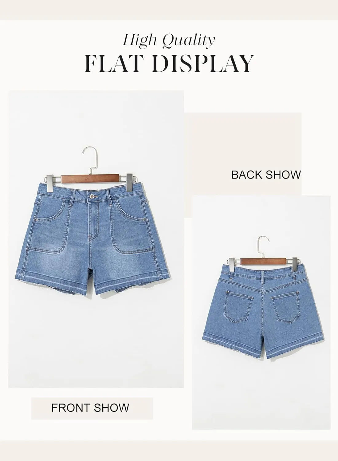 Dokotoo Womens Jean Shorts Stretchy High Waisted 2025 Straight Leg Frayed Raw Hem Casual Denim Shorts with Pockets