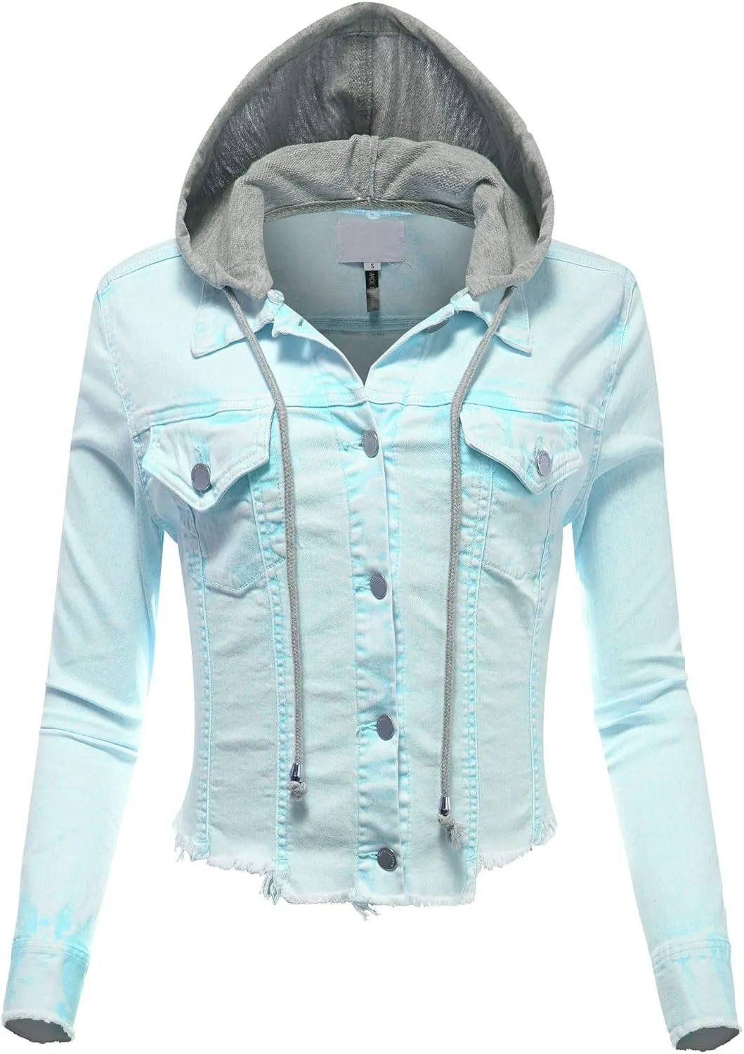 FashionMille Women Distress Crop Ripped Raw Cut Denim Jean Jacket