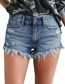 MODARANI Women's Cut Off Denim Jean Shorts Ripped Distressed