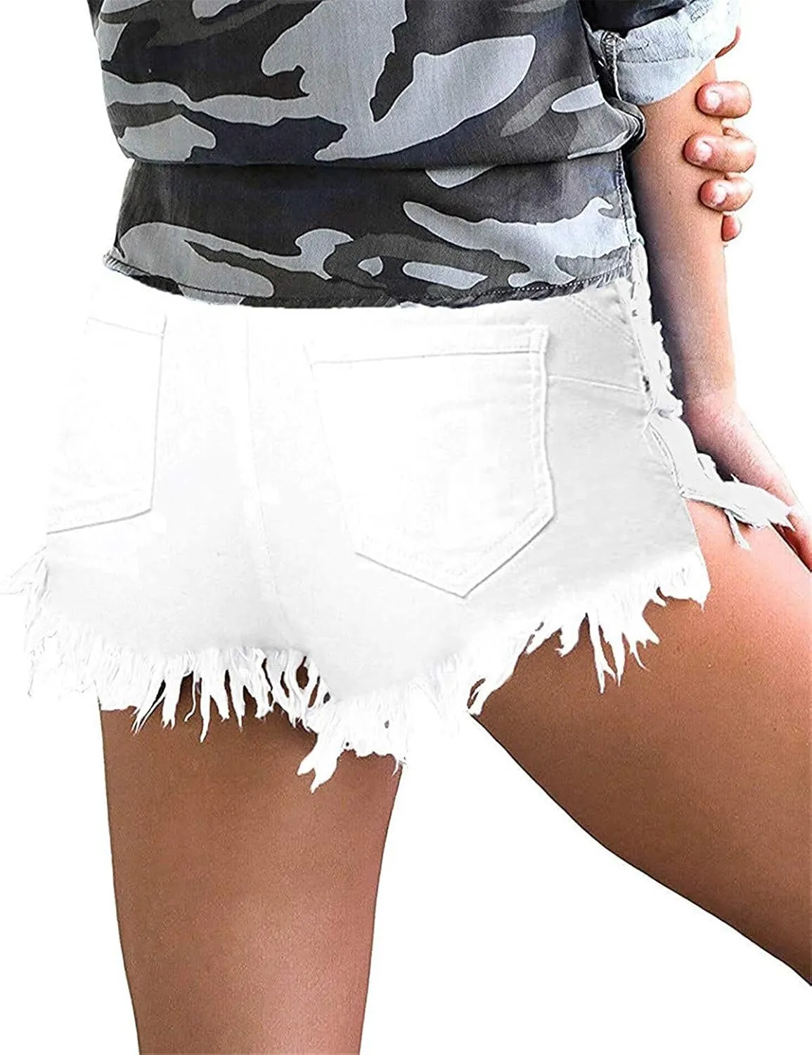 MODARANI Women's Cut Off Denim Jean Shorts Ripped Distressed