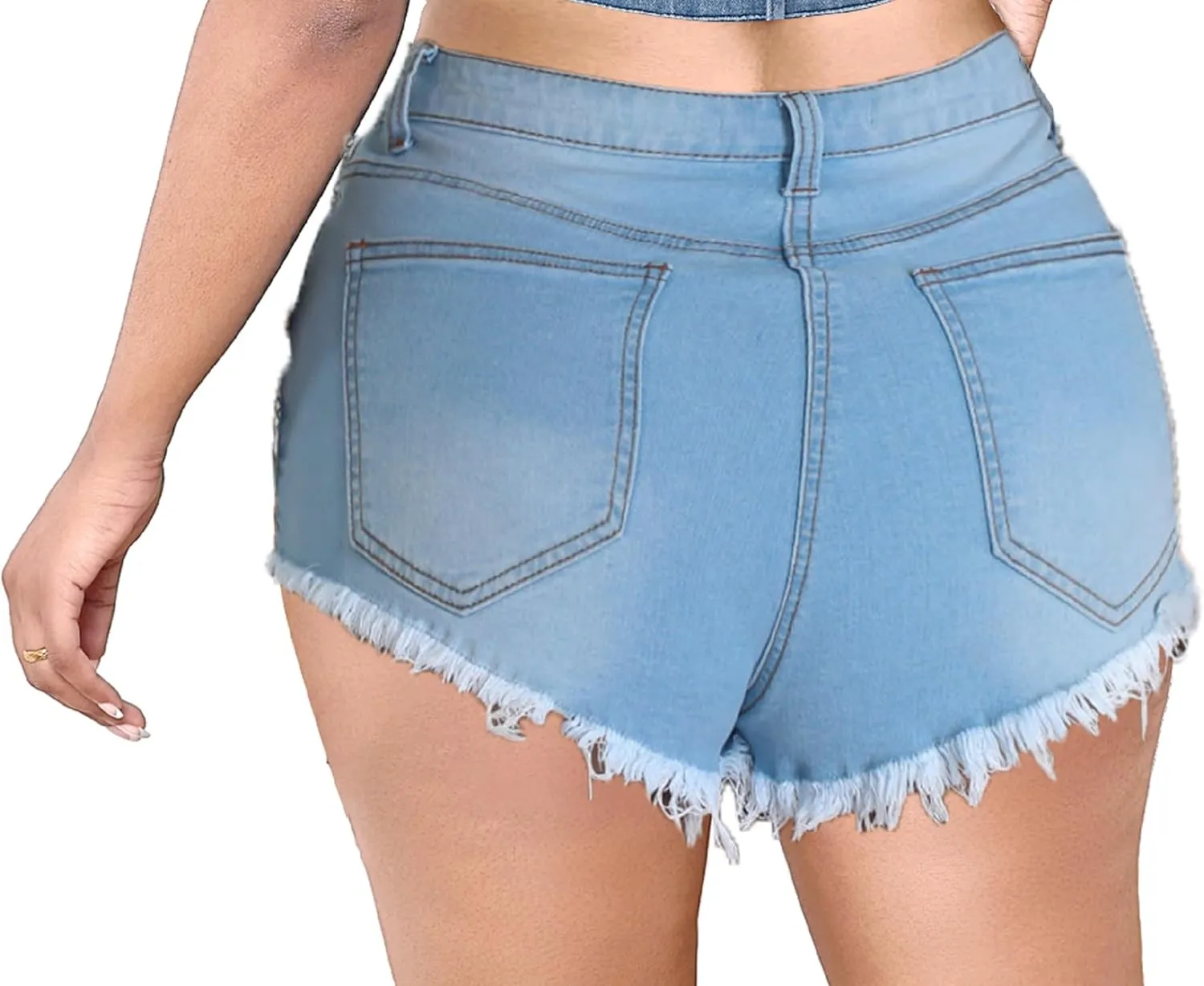 SeNight Women's Denim Shorts High Waisted Frayed Raw Hem Ripped Short Jeans