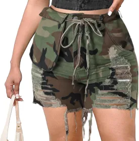 SeNight Women's Denim Shorts High Waisted Frayed Raw Hem Ripped Short Jeans