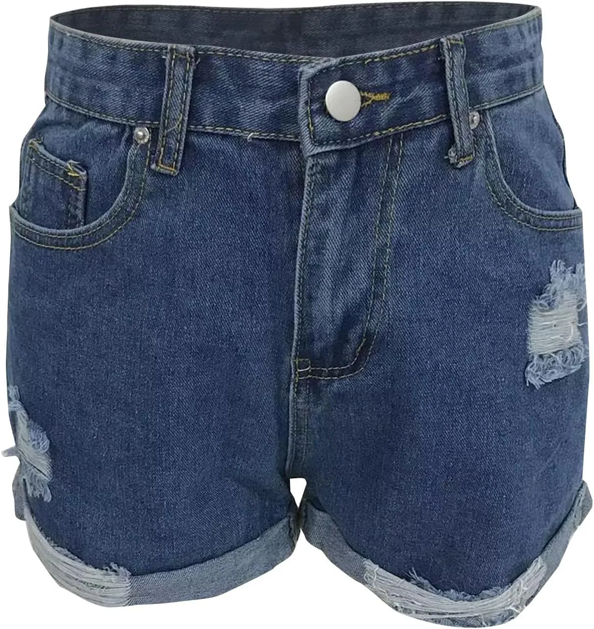 Women Denim Shorts Stretchy Mid High Waisted Summer Beach Plus Size Casual Trendy Ripped Loose Fit Hot Short Jeans