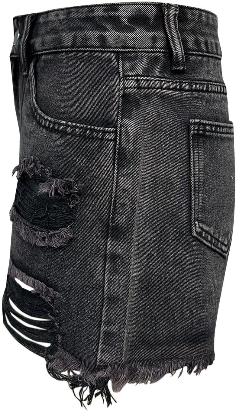 Women Denim Shorts Stretchy Mid High Waisted Summer Beach Plus Size Casual Trendy Ripped Loose Fit Hot Short Jeans