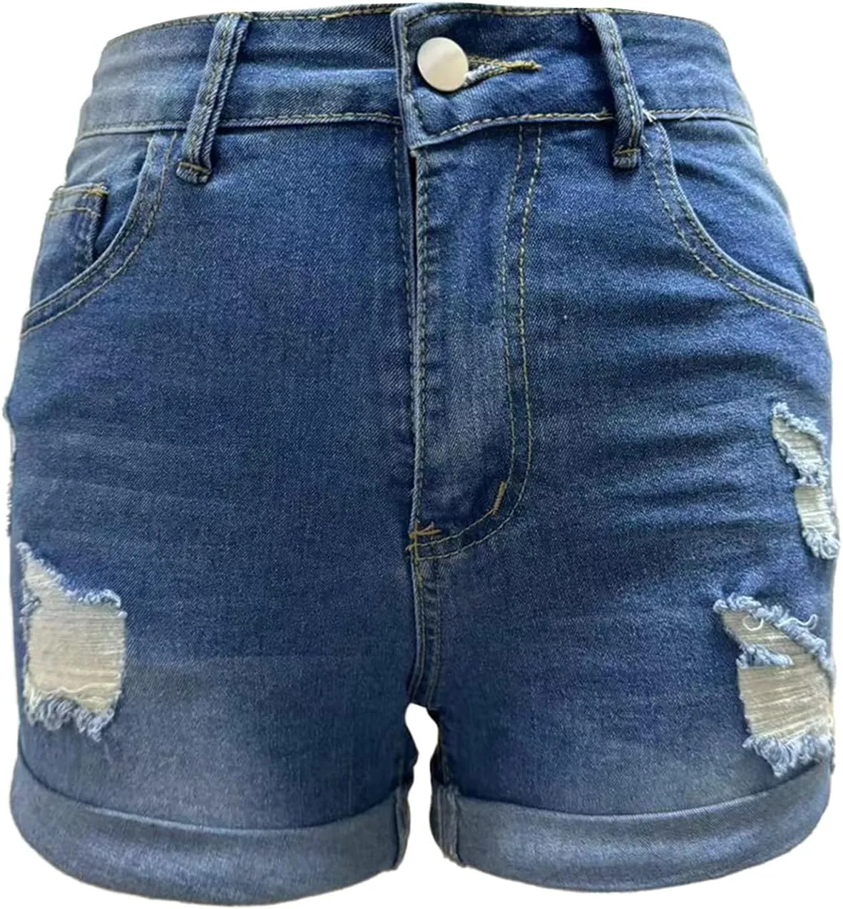 Women Denim Shorts Stretchy Mid High Waisted Summer Beach Plus Size Casual Trendy Ripped Loose Fit Hot Short Jeans