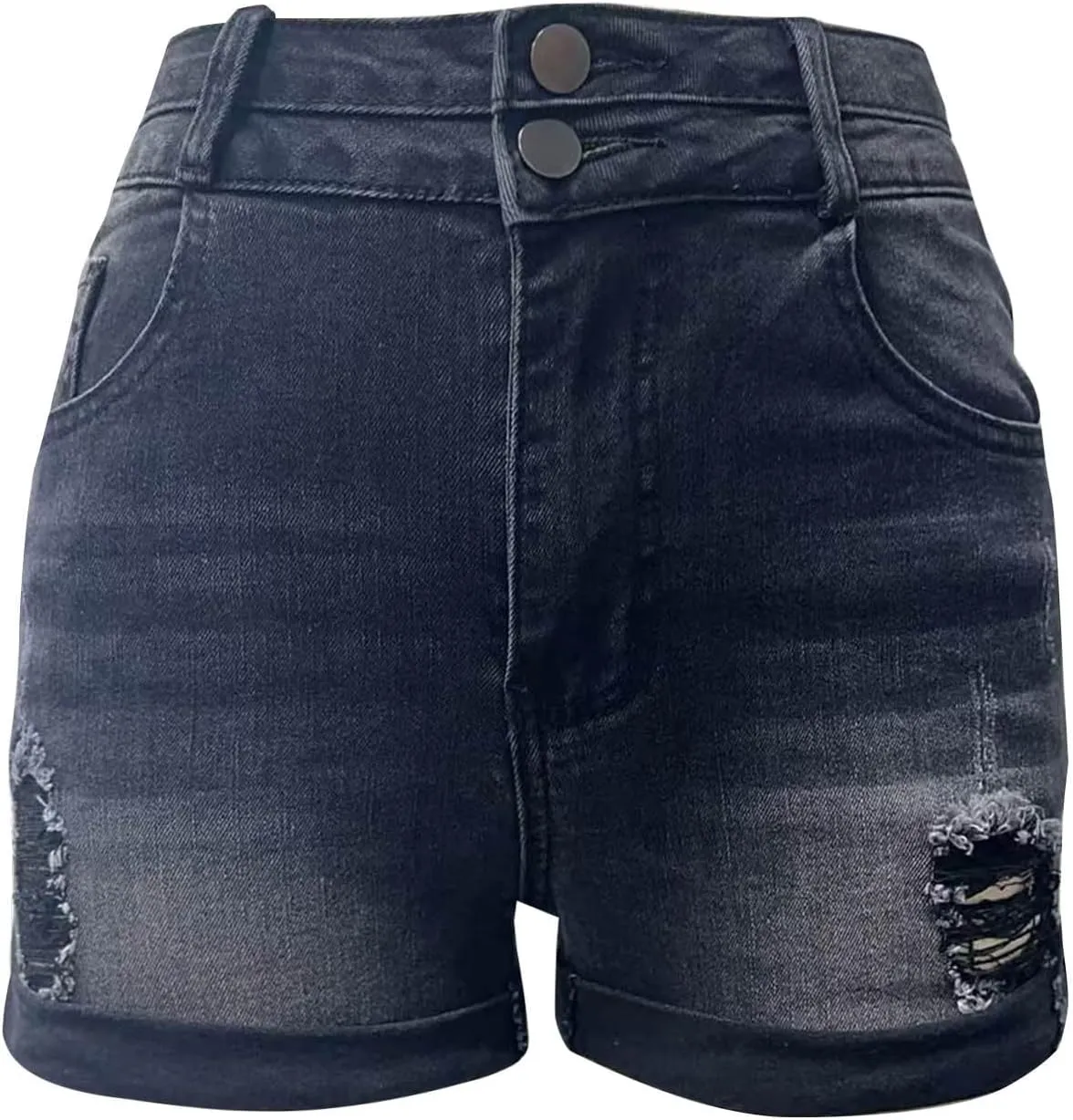 Women Denim Shorts Stretchy Mid High Waisted Summer Beach Plus Size Casual Trendy Ripped Loose Fit Hot Short Jeans