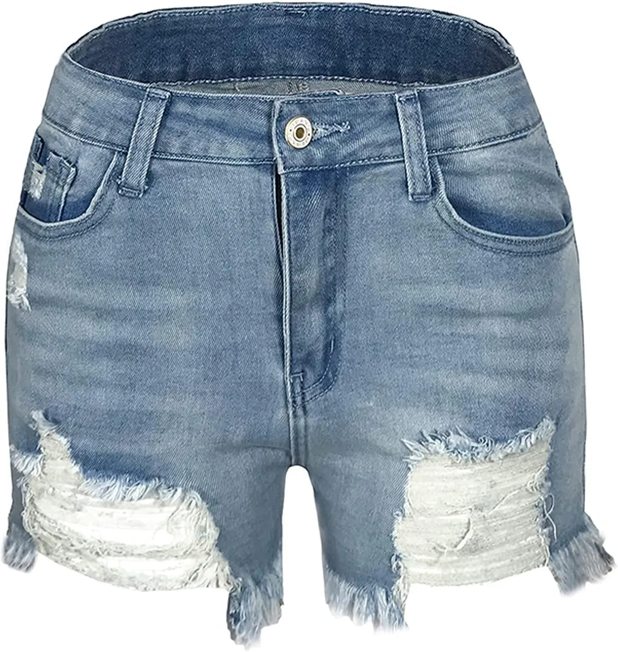Women's Denim Shorts Casual Frayed Hem Ripped Summer Denim Jean Shorts Hot Short Pants with Pockets