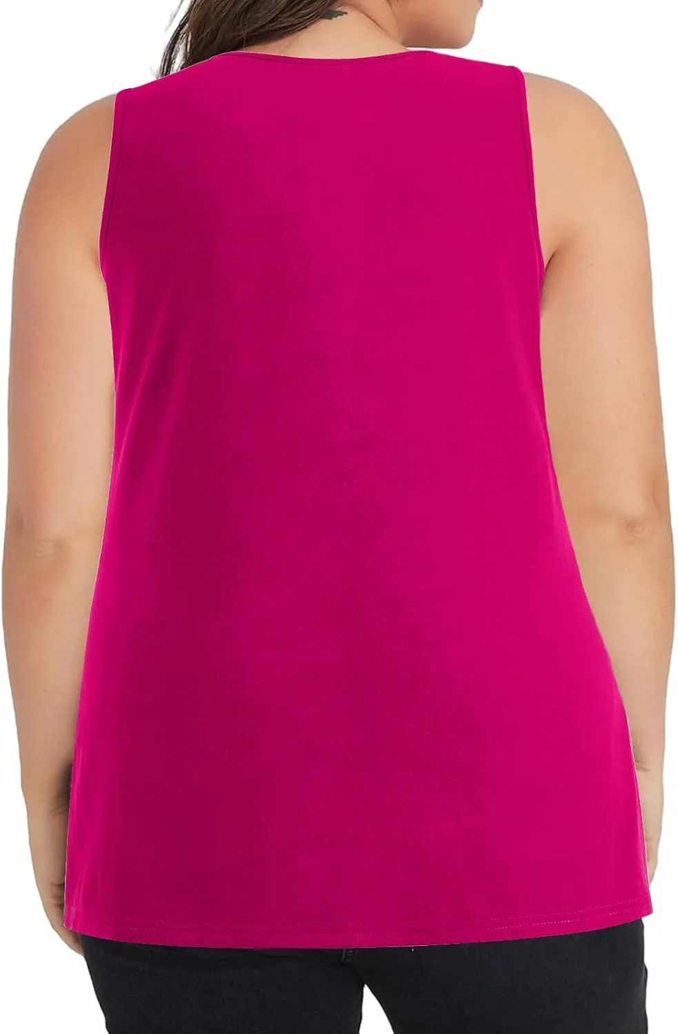 Womens Plus Size Tank Tops Sleeveless Loose Fit Dressy V Neck Flowy Camisoles Cami Shirt Tunic Blouse 2025 Summer
