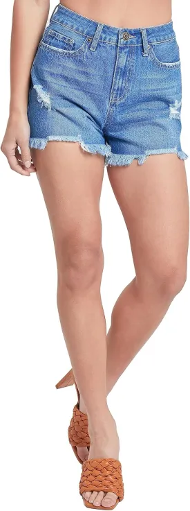 YMI Women's Hybrid Dream High Rise Shorts with Frayed Hem